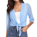 Sleeve Solid Color Small Shawl (Color:Baby Blue Size:XXL)