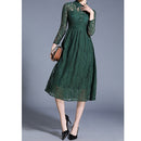 Fashion Vintage Elegant Lace Dress (Color:Green Size:S)