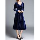Fashion Vintage Elegant Dress (Color:Blue Size:L)