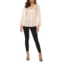 Loose Casual V-neck Solid Color Shirt (Color:Beige Size:S)