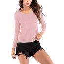 Autumn and Winter Solid Color Long-sleeved Pullover Sweater (Color:Pink Size:M)