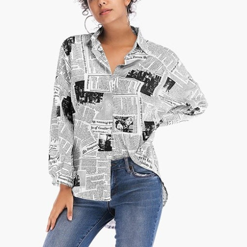 Casual Geometric Print Shirt (Color:5889 Black Size:XL)