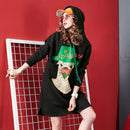 Fashionable Wild Warm Loose Plus Velvet Thick Mid-length Sweatshirt