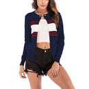 Fashion Cardigan Solid Color Knit Sweater (Color:Dark Blue Size:XL)