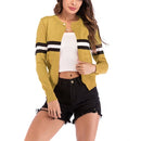 Fashion Cardigan Solid Color Knit Sweater (Color:Yellow Size:M)