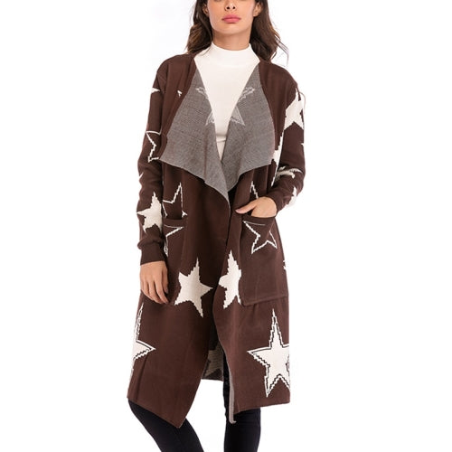 Fashion Cardigan Knit Sweater (Color:Brown Size:XL)
