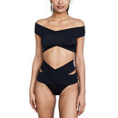 Sexy Split Cross Bikini Swimsuit (Color:Black Size:S)