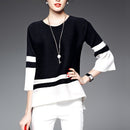 Contracted Fashion Leisure Wild Sleeve T-shirt (Black)