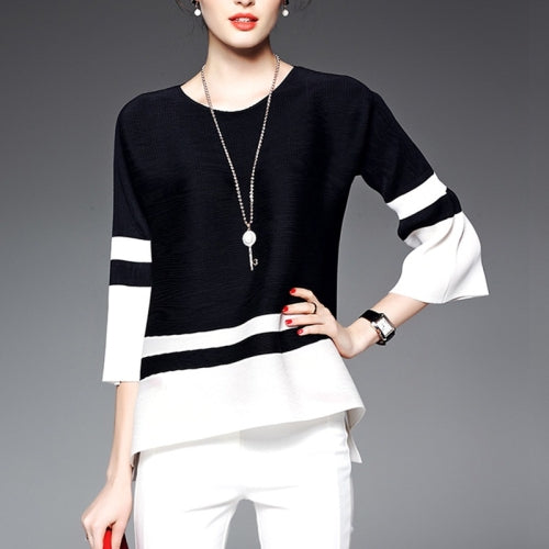Contracted Fashion Leisure Wild Sleeve T-shirt (Black)
