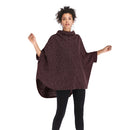 Turtleneck Irregular Cape Coat Bat Sleeve Sweater (Color:Wine Red Size:One Size)
