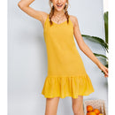 Sexy Women Halter Dress (Color:Yellow Size:S)