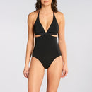 Sexy Triangle Double Button One-piece Bikini (Color:Black Size:XL)