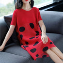 Fashion Style Loose A-line Polka Dot Dress (Color:Red Size:One Size)