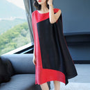 Fold Fashion Loose A-line Dress (Color:Red Size:One Size)