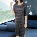 By Age Ladies Fashion Irregular Loose Dress Fold (Color:Black Silver Size:One Size)