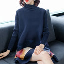 Fashion Printing Temperament Long-sleeved Loose A-line Dress (Color:Navy Blue Size:One Size)