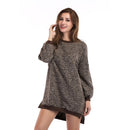 Round Neck Long Sleeve Split Length Sweater (Brown)