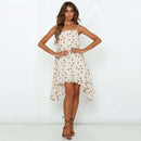Dot Pattern Strap Dress (Color:Beige Size:S)