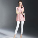Fashion Loose Striped Dress Folds (Color:Pink Size:One Size)