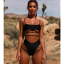 Sexy Cutout Bikini Swimsuit (Color:Black Size:S)