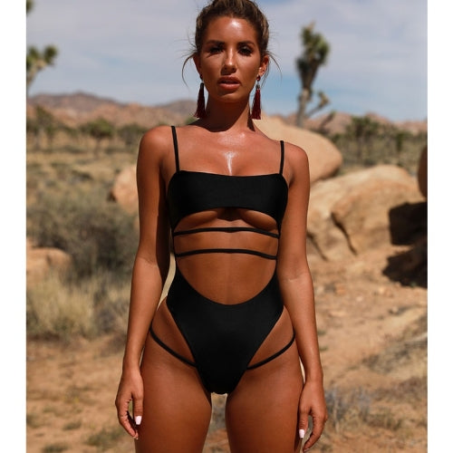 Sexy Cutout Bikini Swimsuit (Color:Black Size:S)