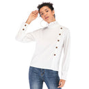 Fashion Vintage Elegant Lace Turtleneck Button Shirt