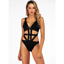 Sexy Elastic Band Cross Cutout Bikini Swimsuit (Color:Black Size:S)
