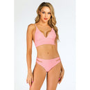 Sexy Multicolor Split Bikini Swimsuit (Color:Pink Size:M)