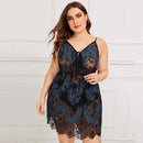 Dress Hollow Thin Section Edge Deep V Halter Lingerie (Color:Black Size:XL)