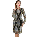 Women Gauze Sequined Hip Dress (Color:Black Size:M)