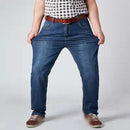 Loose Mid-high Stretch Straight Thin Jeans Trousers (Color:Blue Size:36)