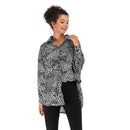 Single Breasted Sexy Leopard Lapel Long Sleeve Shirt Blouse (Color:Black Size:M)