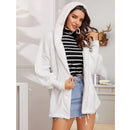 Lamb Wool Zip Cardigan Warm Coat Plush Coat (Color:White Size:S)