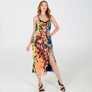 Women Sequined Split V-neck Sling Dress (Color:Black Size:One Size)