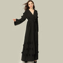 Ethnic Long Style Big Swing Dress (Color:Black Size:M)