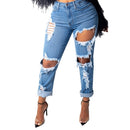 Women Denim Elastic Slim Pants (Blue_S)