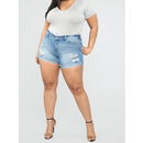 Plus Sized Cowgirl Shorts Hot Pants (Color:Sky Blue Size:L)