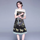 Printed Slim Fit Retro Dress (As Show_L)