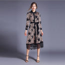 Leopard Pentagram Slim Lace Panel Dress (As Show_M)