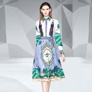 Waist Thin and Fashionable Printed Big Swing Flower Dress (As Show_M)