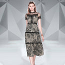 Fashion Lace Panel Mesh Dress (Color:As Show Size:S)