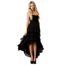 Chiffon Wrapped Pettiskirt Skirt Stacked Front Short Front Long Skirt (Color:Black Size:S)