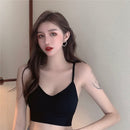 Sports Camisole Exposed Navel Sexy Backless Stretch Top (Color:Black Size:Free Size)