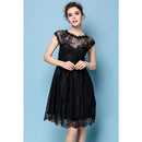 Sweet And Elegant Stitching Lace Dress Pettiskirt Skirt Dress (Color:Black Size:S)