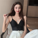 V-neck Low Chest Lace Camisole (Color:Black Size:Free Size)