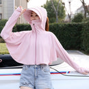 Summer Riding Anti-UV Breathable Detachable Hat Sun Protection Clothing (Color:Pink Size:Free Size)