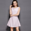 Solid Color Slim Sleeveless Vest Bottoming Skirt Chiffon Dress(Color:Pink Size:S)