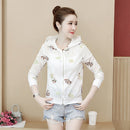 Hooded Embroidered Long-sleeved Sun Protection Short Thin Coat (Color:White Size:M)