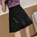 Summer Irregular Fish Tail Short Skirt High-waisted A-line Skirt (Color:Black Size:XL)