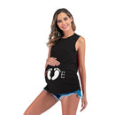 Foot Print Sleeveless T-shirt (Color:Black Size:S)
